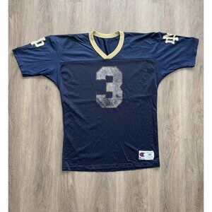 Vintage 90's NCAA Notre Dame Champion Football Jersey #3 Size 48 XL Faded Sports